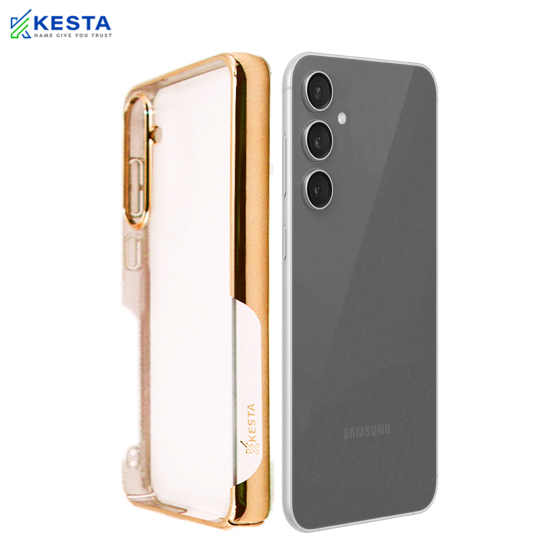 Samsung S23 Plus Cover - Noble Luxurious Gold Transparent Case (Slim Non Slip Grip)